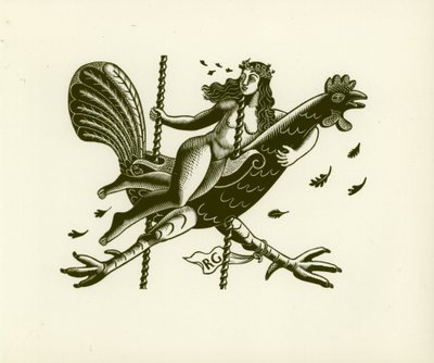 Tirzah on a Cockerel, 1931 by Eric Ravilious
